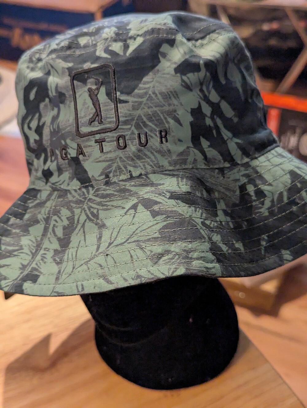 PGA TOUR Green Camo Bucket Hat Men's Size Small Sun Protection 50+